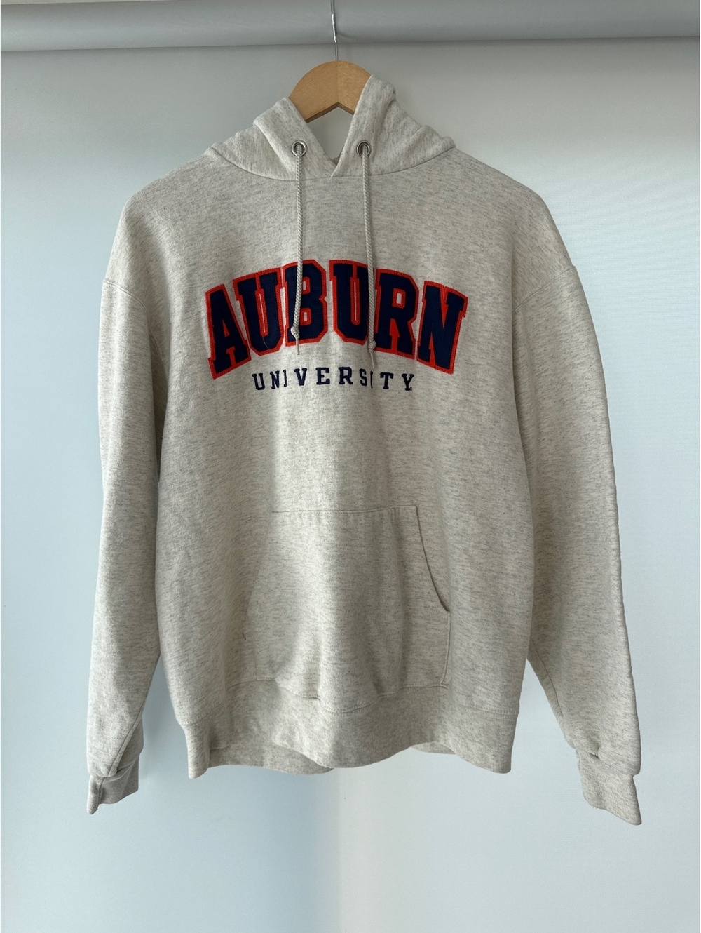 Champion Auburn University Hoodie Mens L Gray Spellout Tigers College Sweatshirt